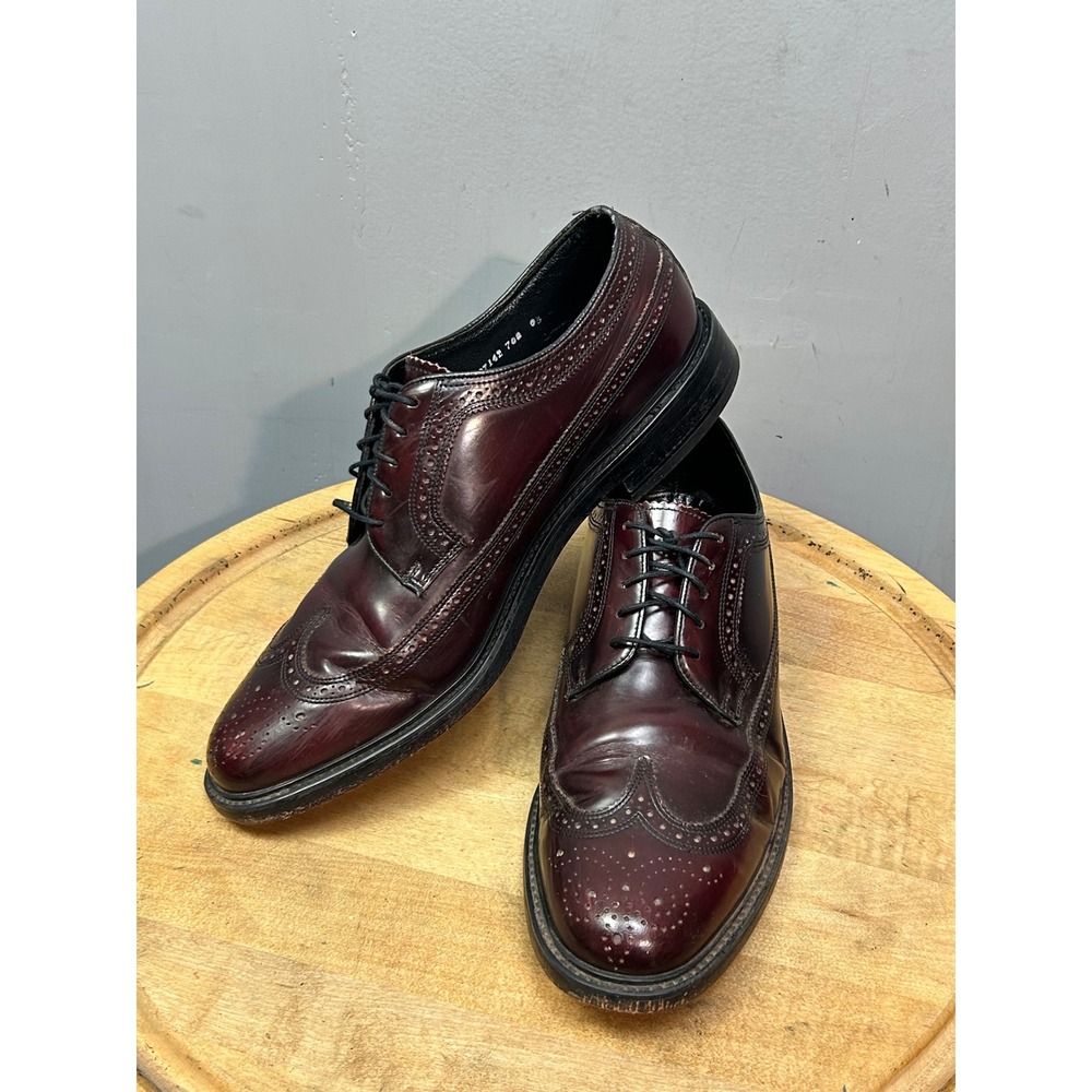 Florsheim Shoes Mens 11 D Burgundy Leather Longwing Blucher Wingtip Brogue 76400